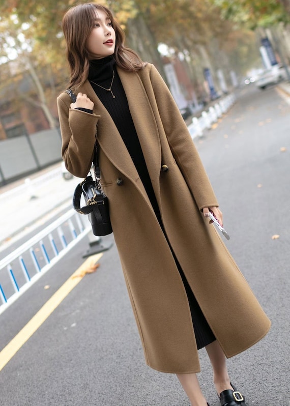 Brown Wool Coat, Long Wool Coat, Oversized Womens Wool Coat, Winter Warm Wool  Coat Women, Custom Coat, Stylish Casual Handmade Coat 3906 