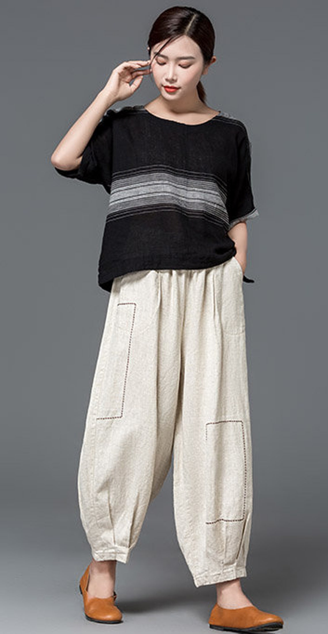 Baggy Linen Pants
 Linen Pants Linen baggy pants women Linen pants Washed