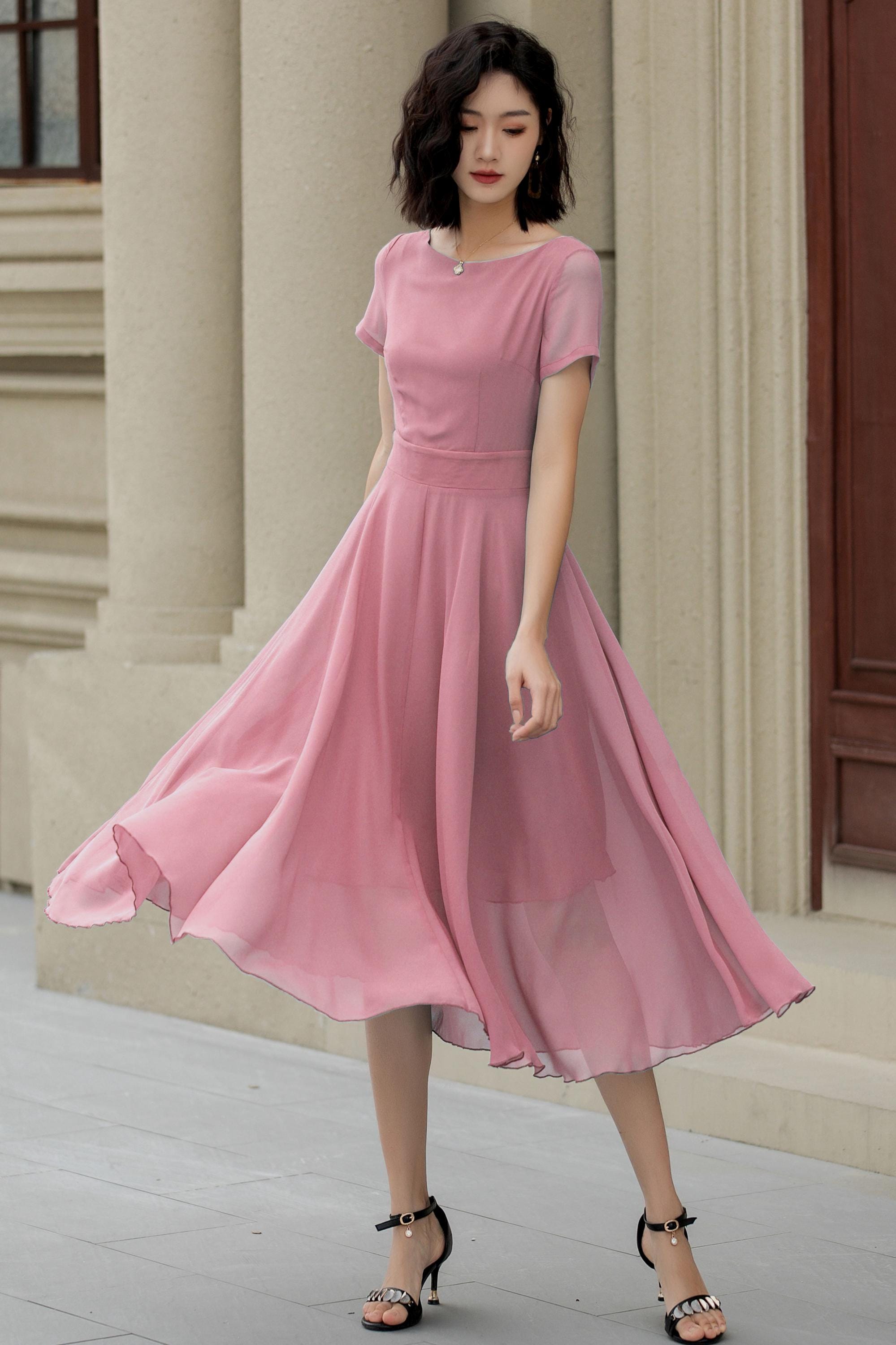 pink flowy dress Adali Flowy Summer Midi Dress Pink main image 0