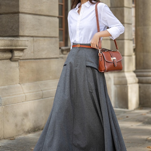 Long Wool Skirt, A-line Wool Maxi Skirt, Wool Skirt Women, Winter