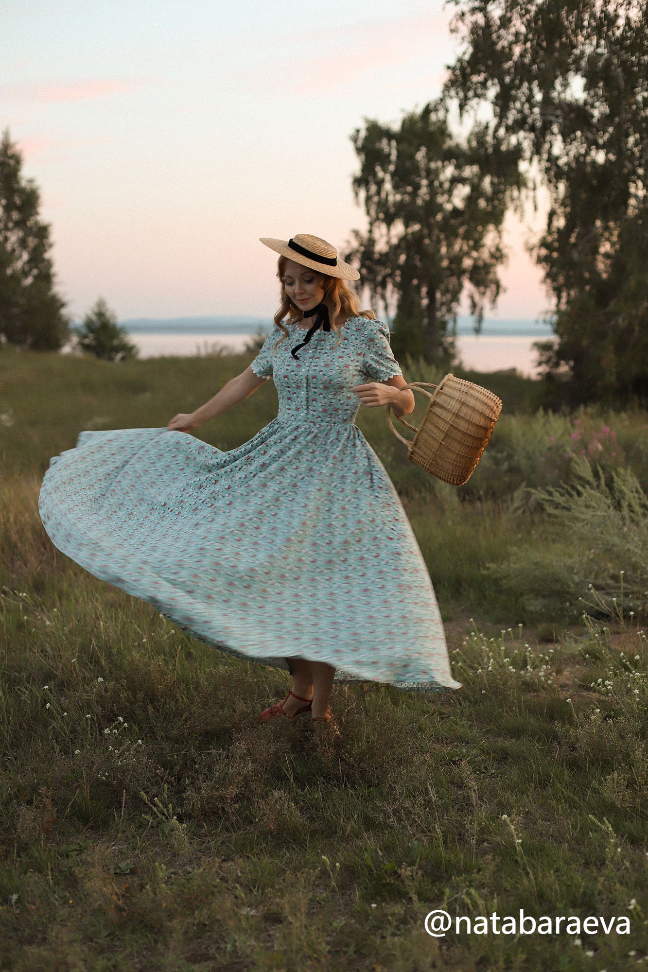 Family Gatherings Dress, Floral Linen Dress, Maxi Dress