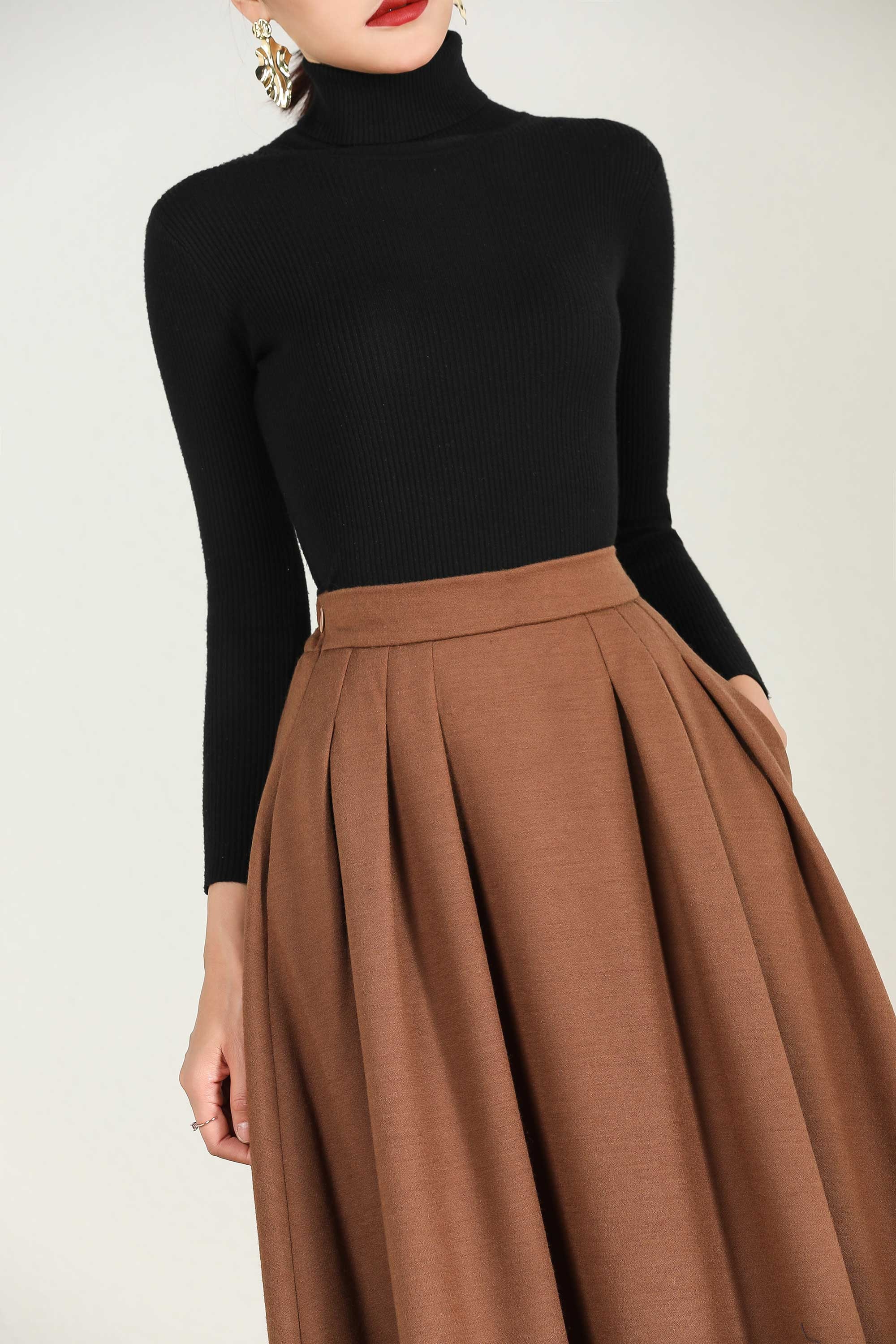 Wool Maxi Skirt
 Brown Wool Skirt A Line Maxi Skirt Winter Skirt Women Long