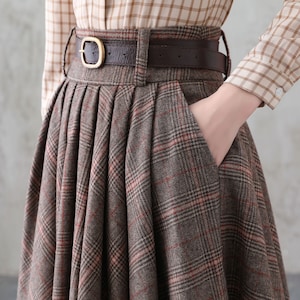 Midi Wool Skirt, Wool Plaid Skirt, Winter Circle Wool Skirt, Swing Skirt, A-Line Midi Skirt, High Waist wool Skirt, Handmade Skirt 3839 image 8