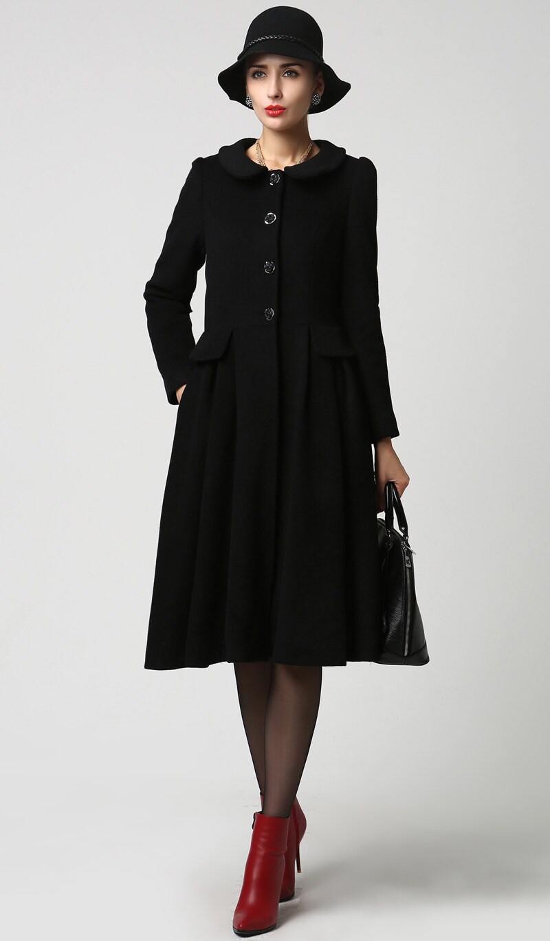 Long black coat wool jacket dress coat womens jackets Etsy