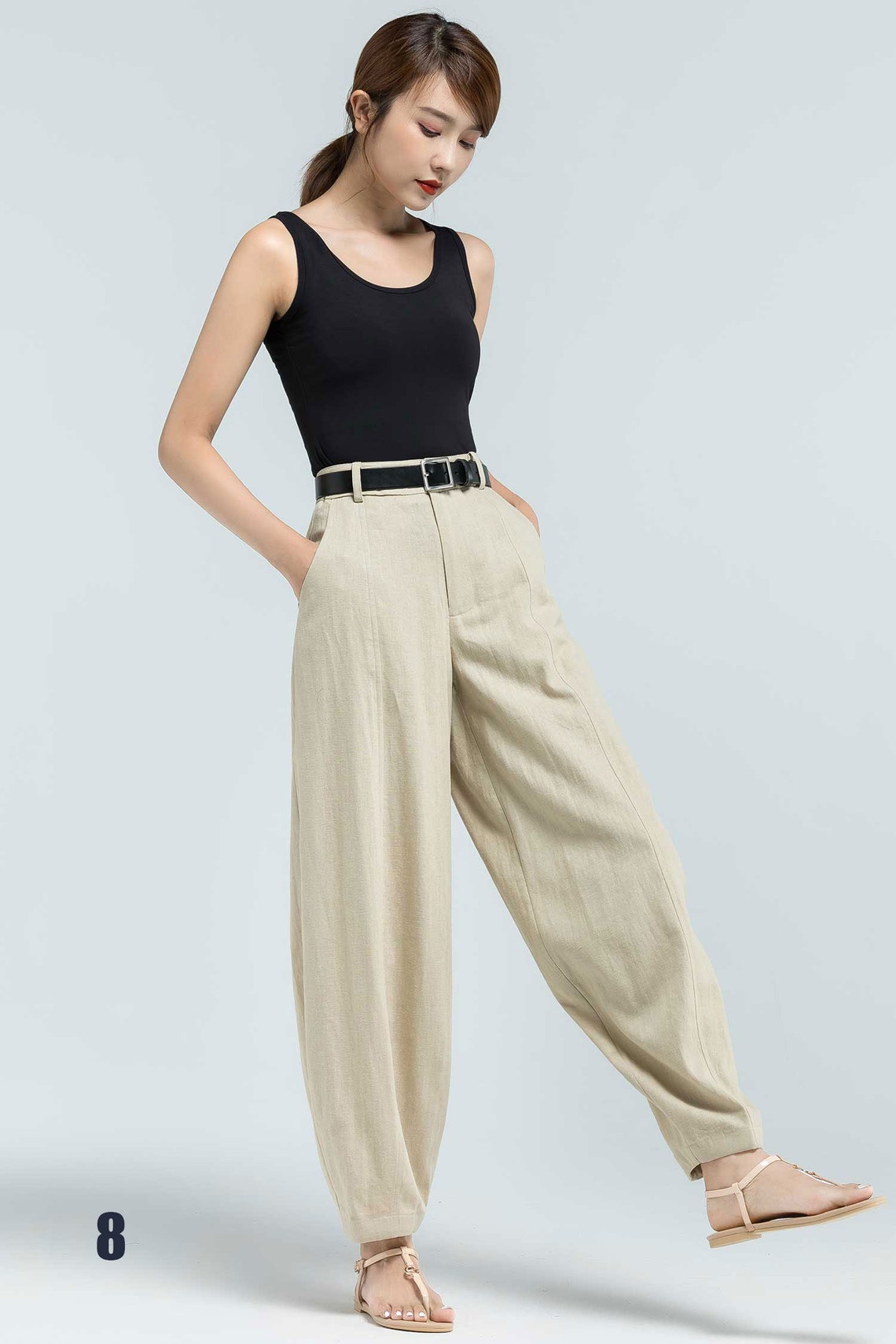 Baggy Linen Pants in Natural