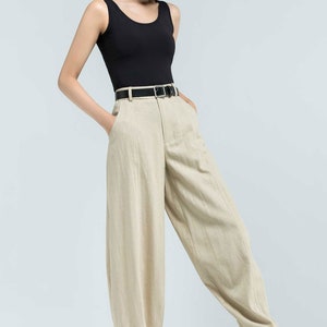 women‘s Linen baggy pants, Washed linen pants, Long linen pants, Summer pants, Loose Fitting Pants, Casual pant 0986 8 Beige
