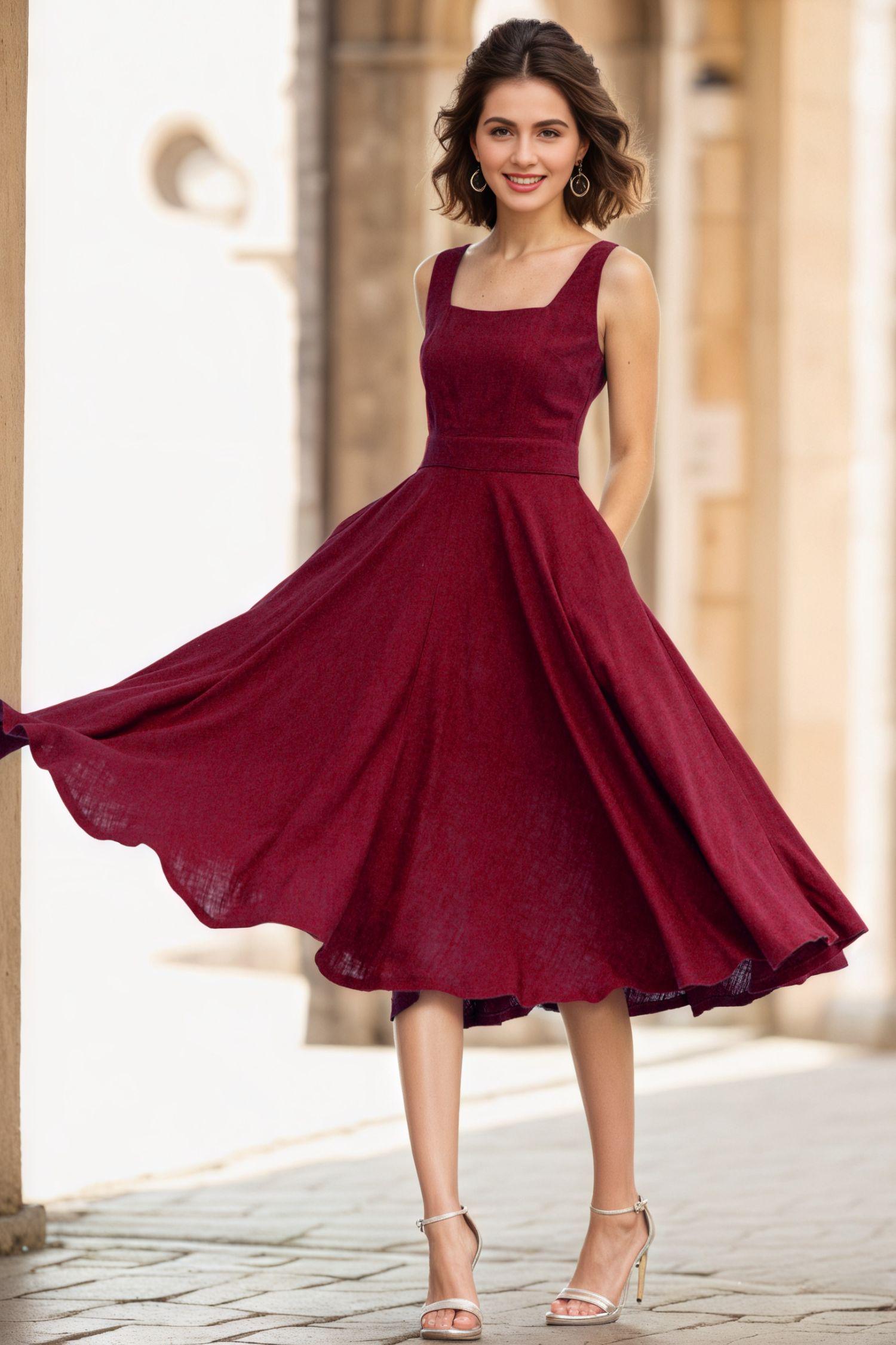 Burgundy Skate Dress - Etsy