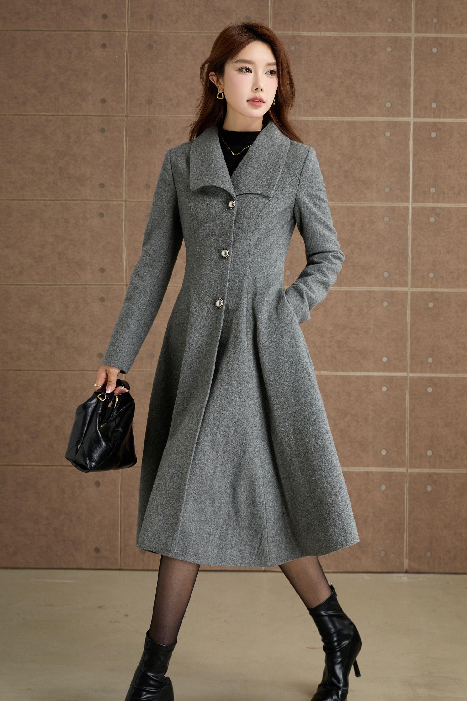 Grey Wool Coat, Womens Wool Coat, Swing Coat, Winter Wool