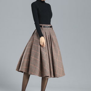 Winter Circle Wool Skirt, Wool Midi Skirt, High Waisted Skirt, Swing Wool Skirt, A Line Pleated Skirt, Full Skater Skirt, Flared Skirt 3110 3-plaid