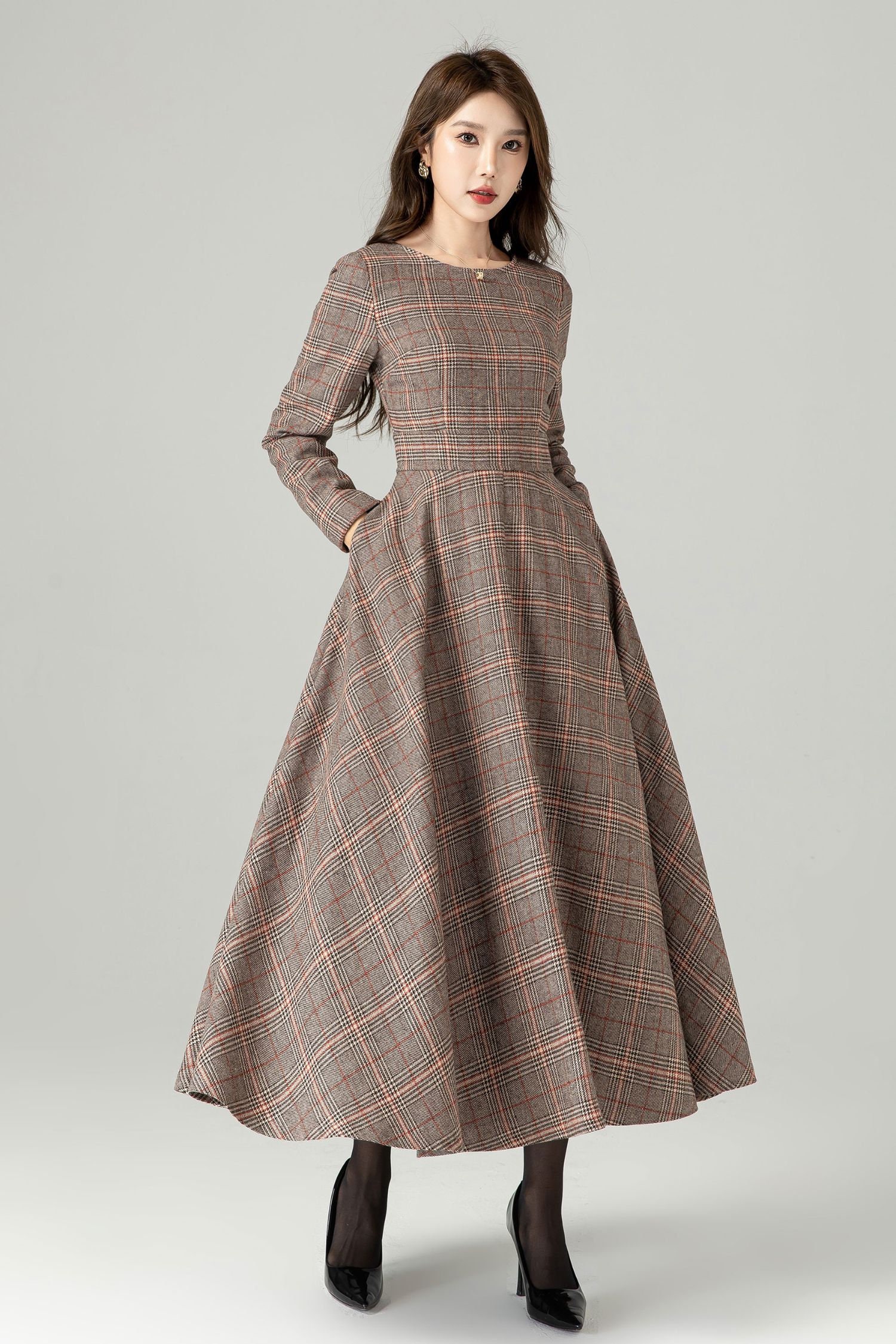 Tartan Wool Maxi Dress, Plaid Wool Dress, Swing Wool Dress, Long Sleeve Wool Dress, Fit and Flare Dress, Custom Dress, Xiaolizi 4610 - Etsy Tartan Wool Maxi Dress, Plaid Wool Dress, Swing Wool Dress, Long Sleeve Wool Dress, Fit and Flare Dress, Custom Dress, Xiaolizi 4610 - Etsy