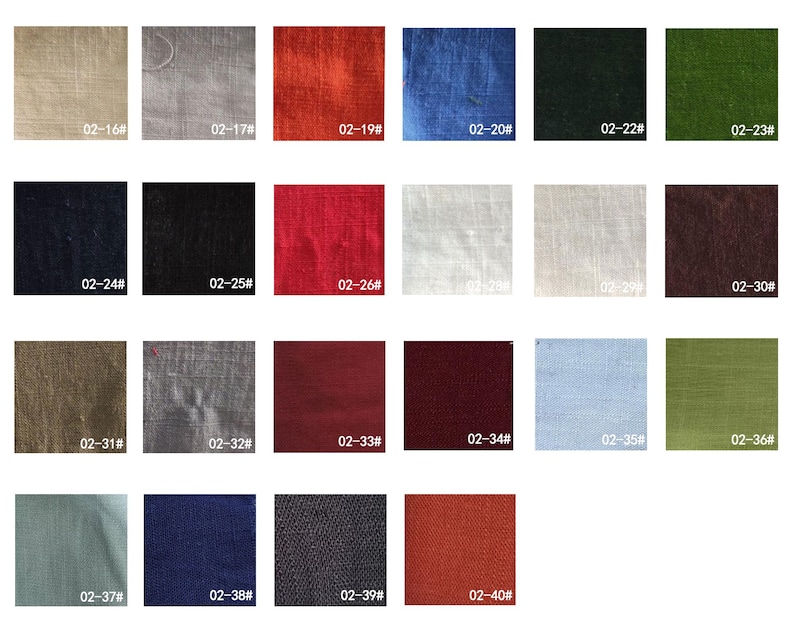 May include: Swatch card of 20 fabric samples, showing a variety of colors and textures. The samples are labeled with numbers from 02-16 to 02-40.