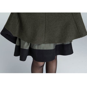 Winter Skater Wool Skirt Women, Wool Midi Skirt with Pockets, High Waist Layered Skirt, Patchwork Skirt, Wool Circle Skirt, Xiaolizi 1627 image 9