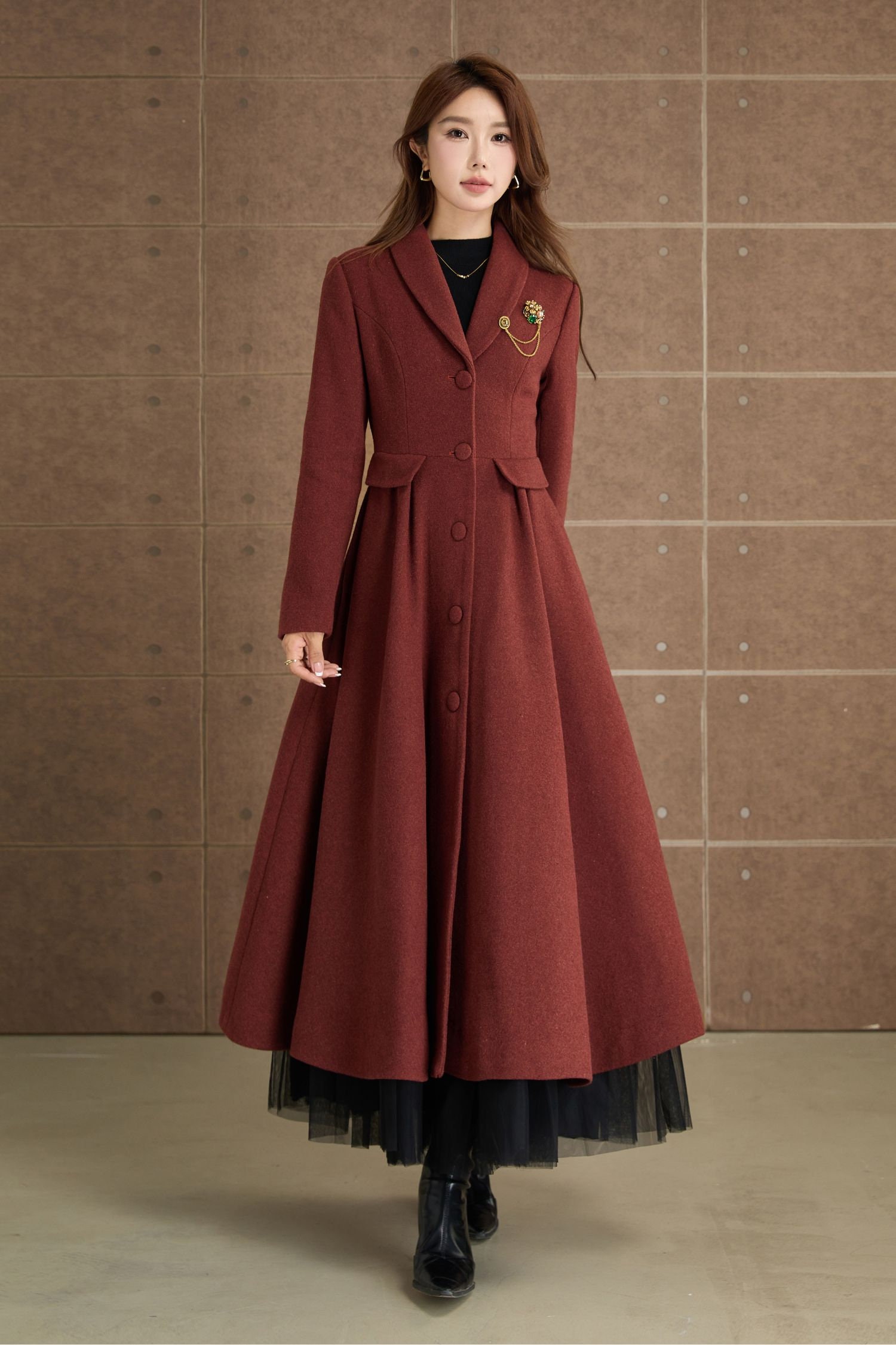 Women Maxi Wool Coat, Winter Warm Long Coat, Swing Coat Dress