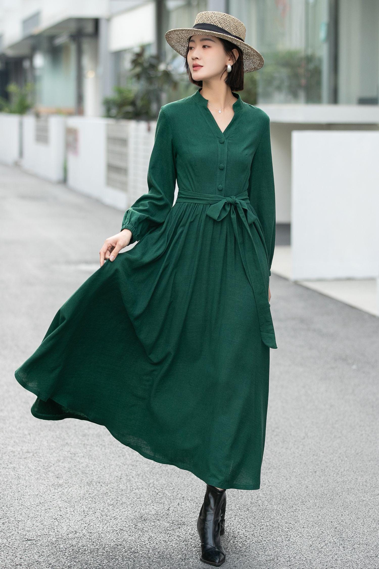 long sleeve plaid dress Norma Kamali Long Sleeve Turtleneck Dress main image 1