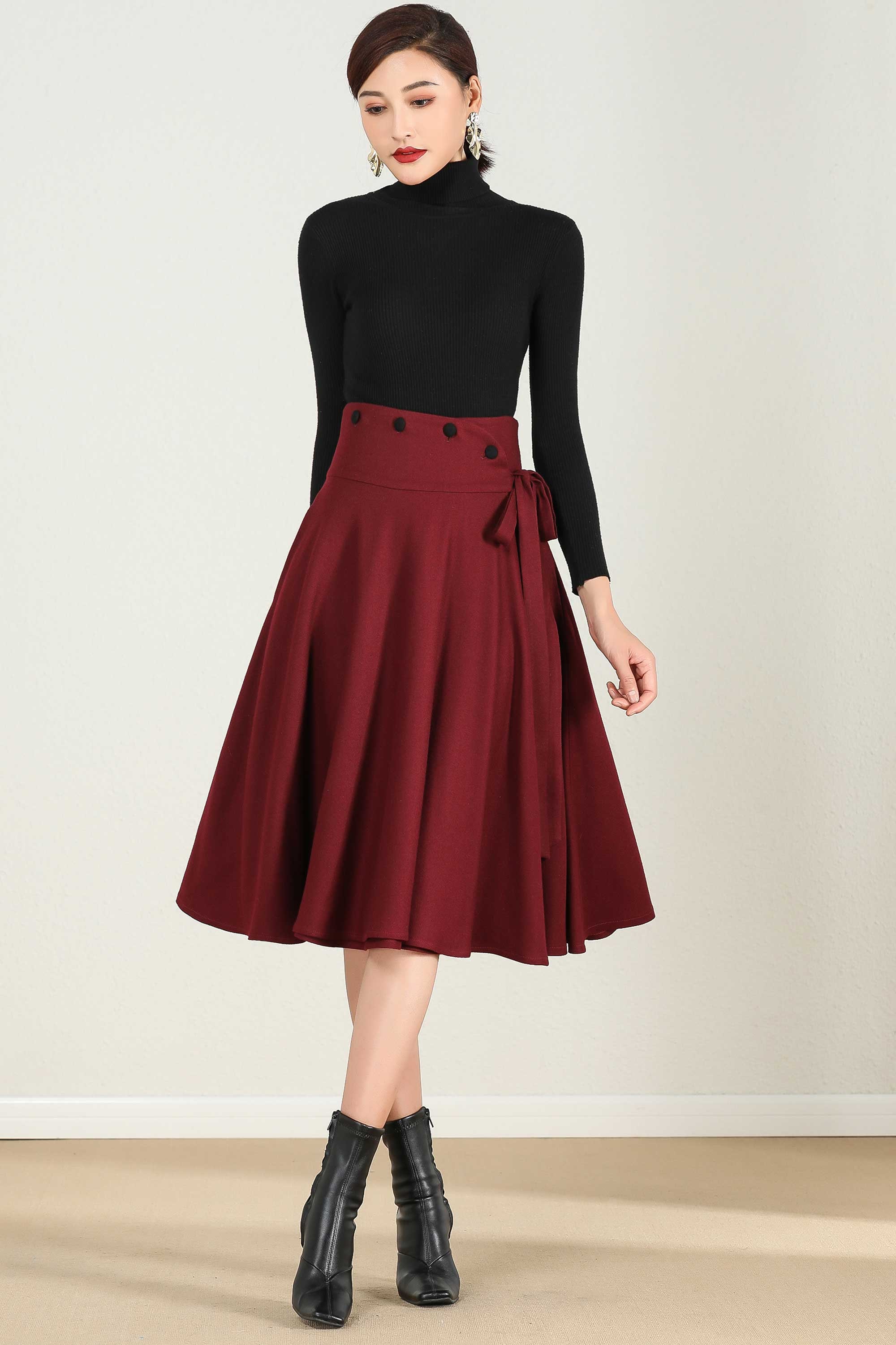 【I AM MARI】24FW★ Redia Wool Herringbone H Midi Skirt I AM MARI】24FW☆ Redia Wool Herringbone H Midi Skirt