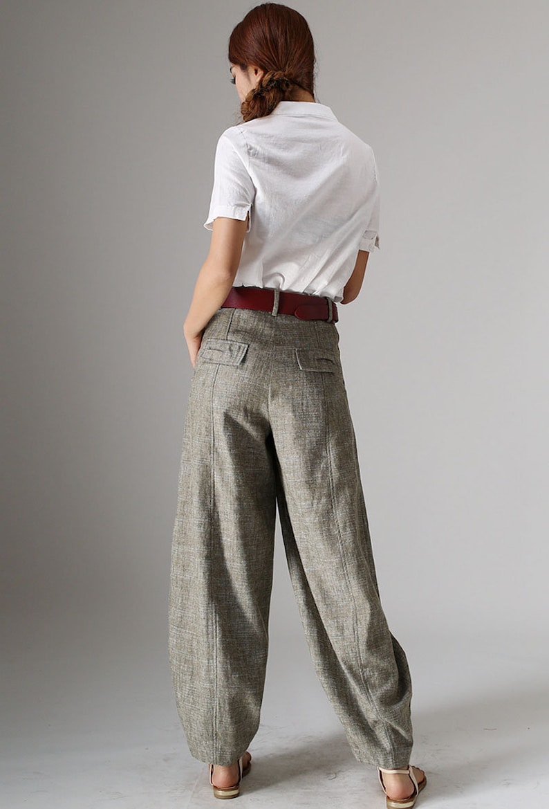 womens Linen baggy pants, Washed linen pants, Long linen pants, Summer pants, Loose Fitting Pants, Casual pant 0986 image 3