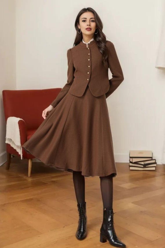 Wool coat, Womens wool coat, Brown wool jacket, Wool Peacoat, Winter coat women, Wool jacket, Festival coat, Handmade coat, Xiaolizi 5317