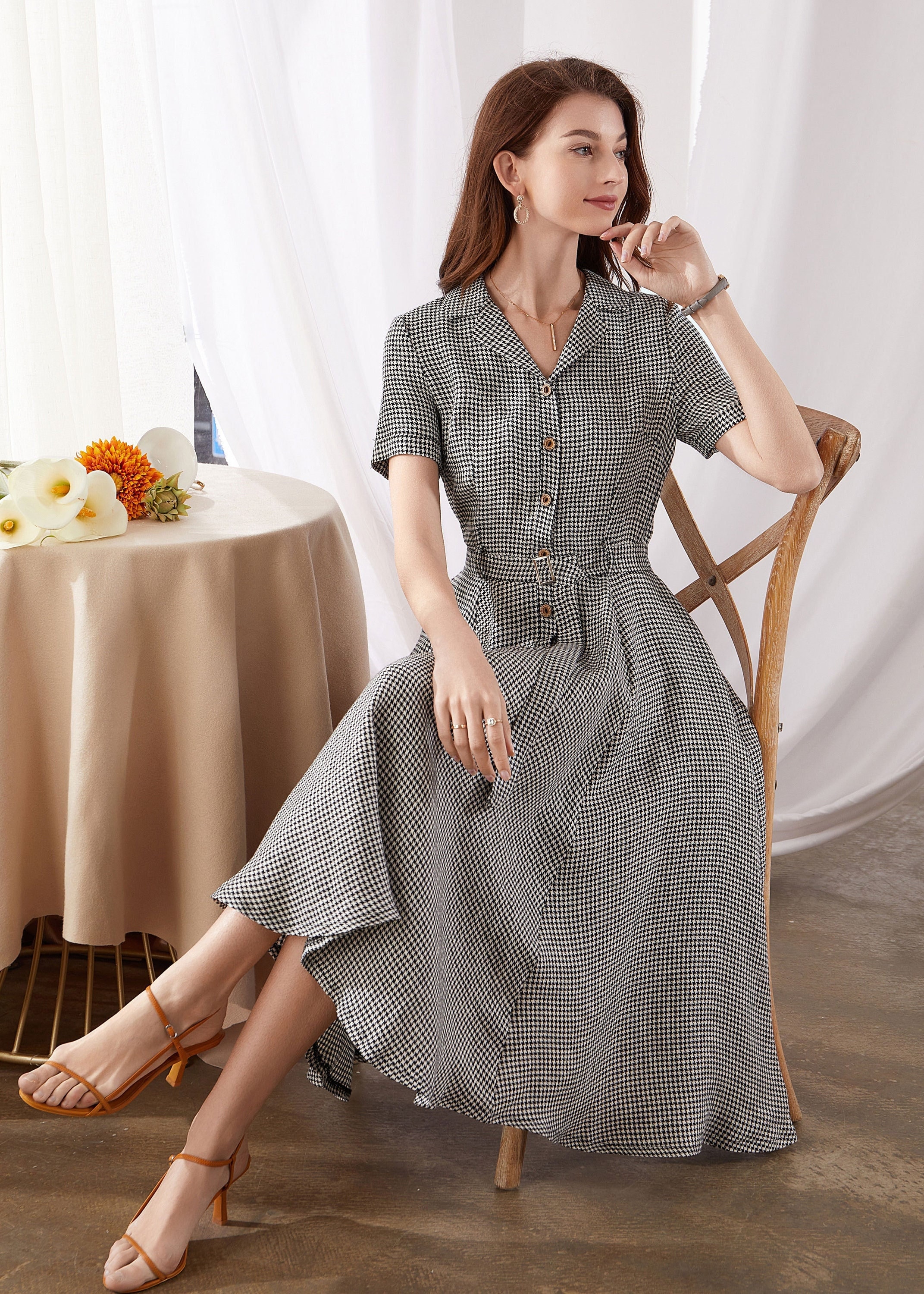 Circle Dress Linen Midi ...