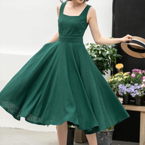 green suspender dress SWAYING/KNIT fishtail patchwork suspender dress SW24SS2L33 light green main image 0