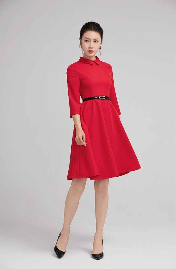 Red Short Dress Summer Dress Women Fit And Flare Dress Etsy