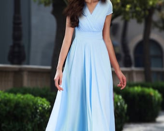 Chiffon Wedding Guest Dress, Empire Waist Chiffon Wedding Dress, Bridesmaid  Dress, Summer Women Wedding Guest Dress, Cocktail Dress 2618 