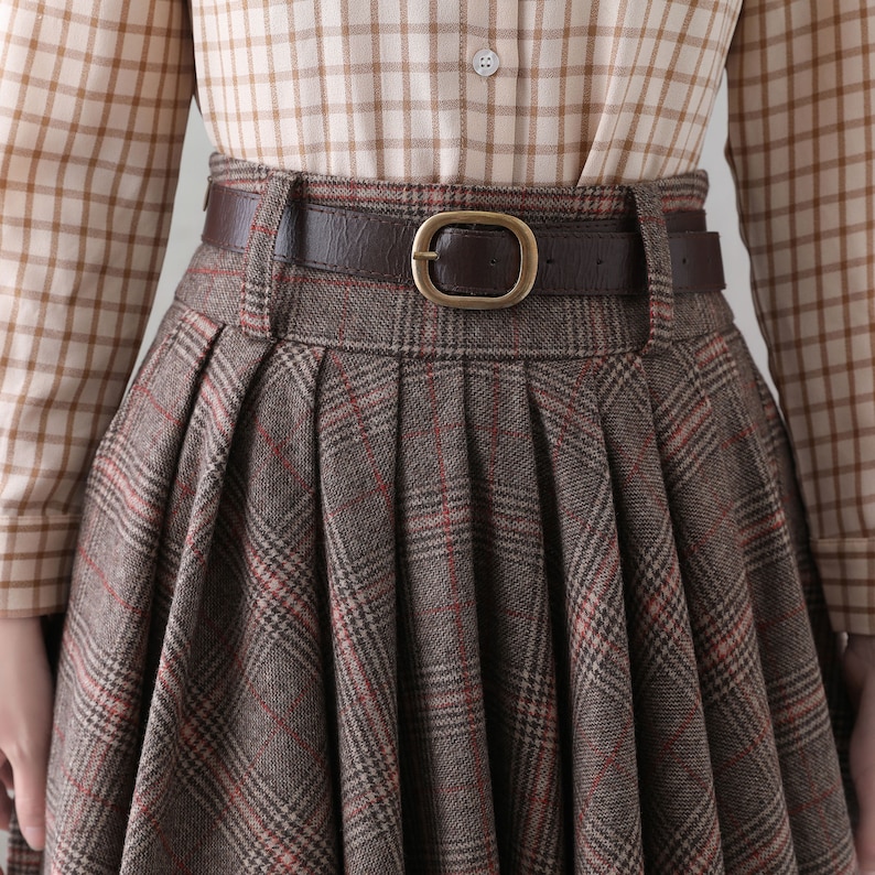 Midi Wool Skirt, Wool Plaid Skirt, Winter Circle Wool Skirt, Swing Skirt, A-Line Midi Skirt, High Waist wool Skirt, Handmade Skirt 3839 image 7