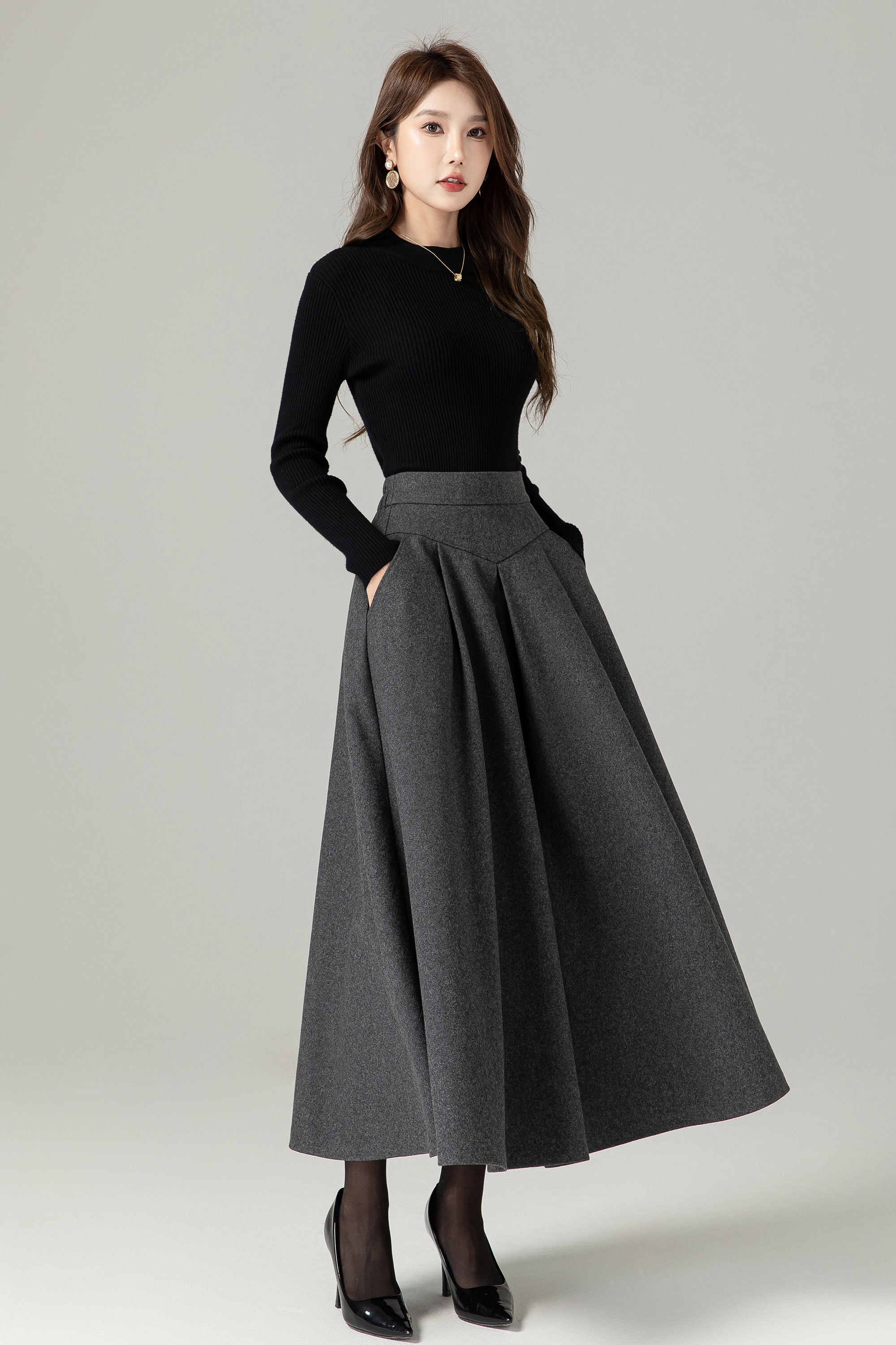 Wool Skirt, A Line Maxi Skirt, Winter Skirt, Long Wool Skirt