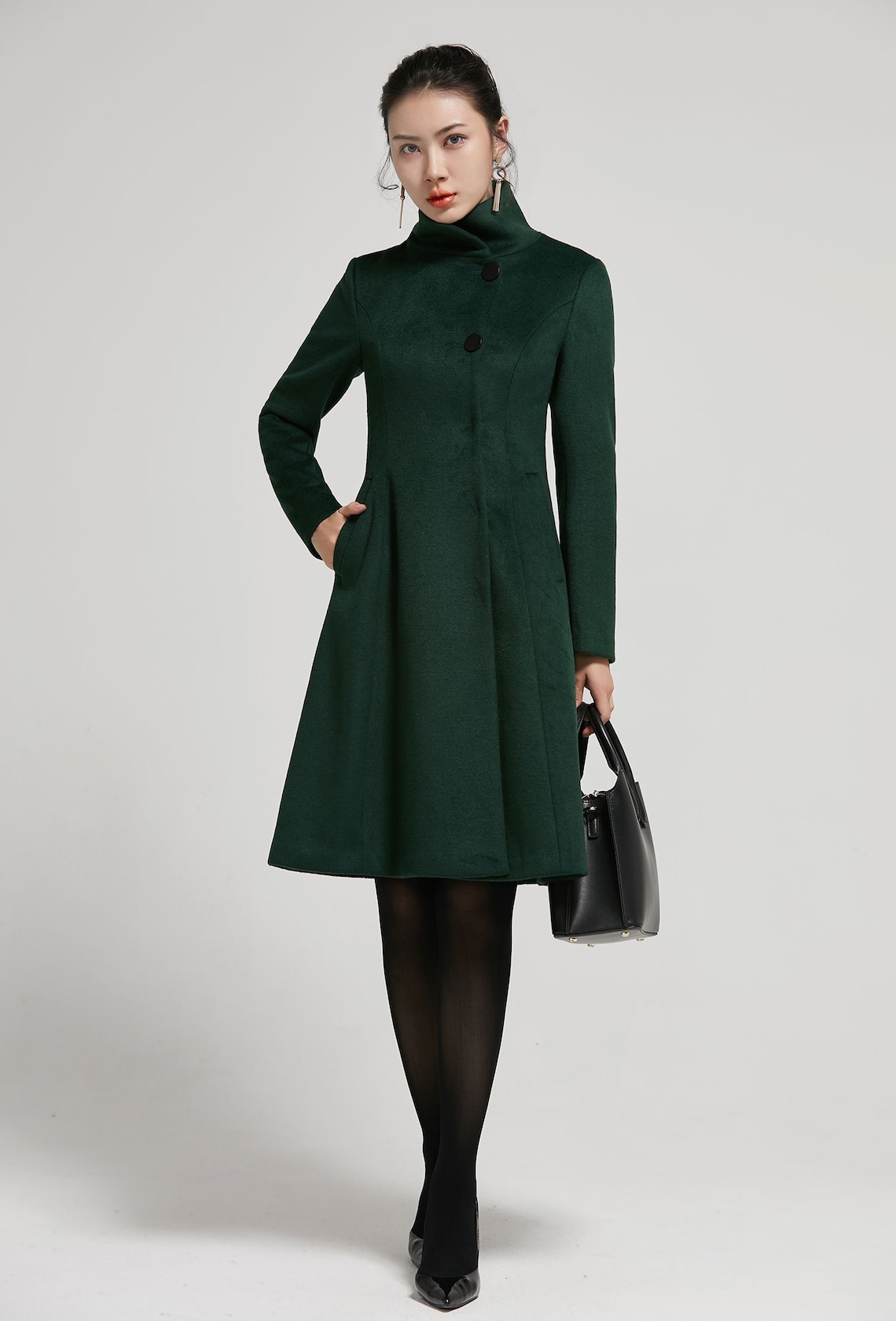 Emerald Green Coat Vintage Inspired Classic Wool Coat Winter - Etsy ...