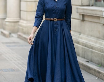abito a righe elegante da donna con cintura | Scopri Le