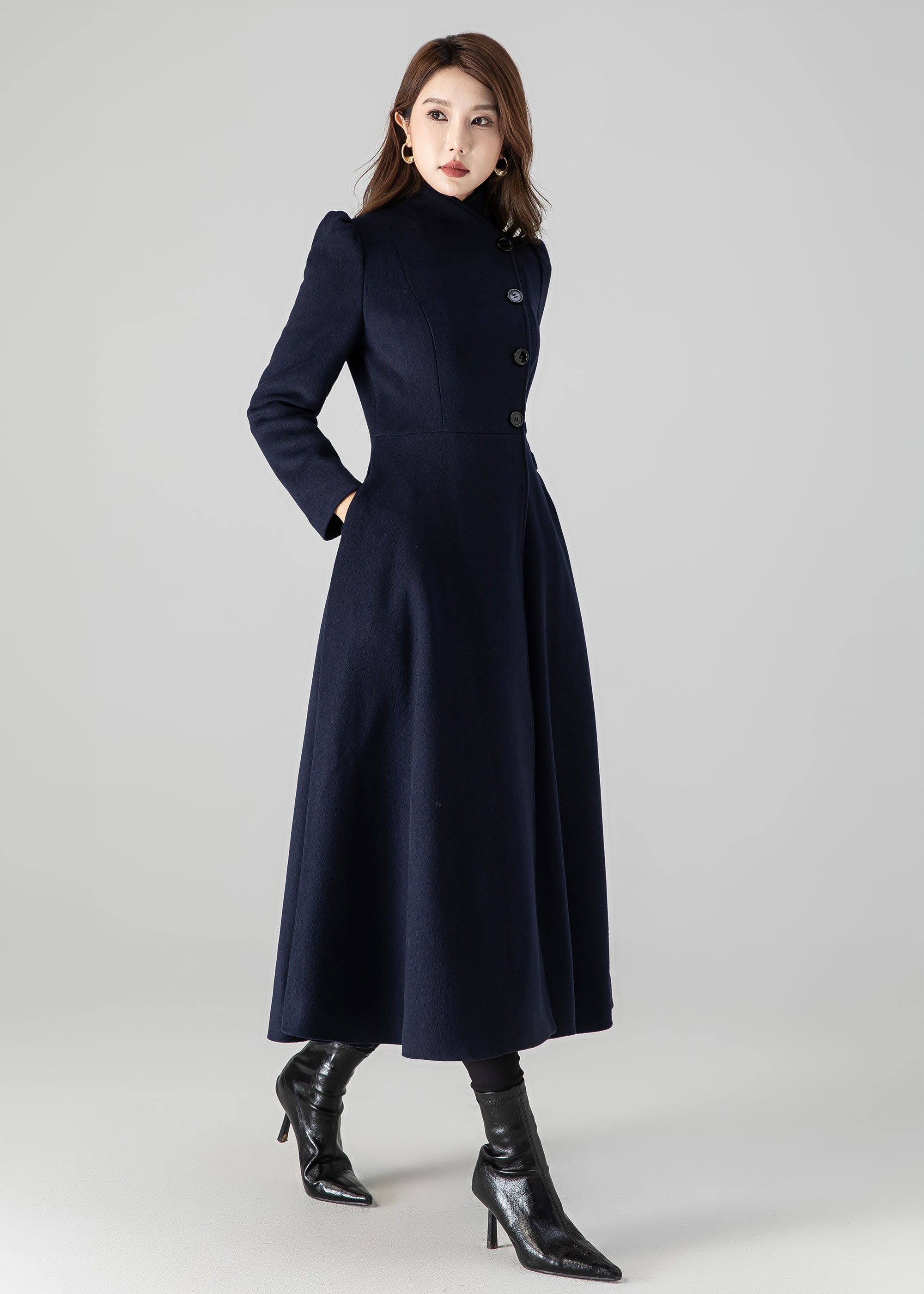 Warm Winter Wool Coat, Blue Long Wool Coat, Wool Coat Women Warm Winter Wool Coat, Blue Long Wool Coat, Wool Coat Women