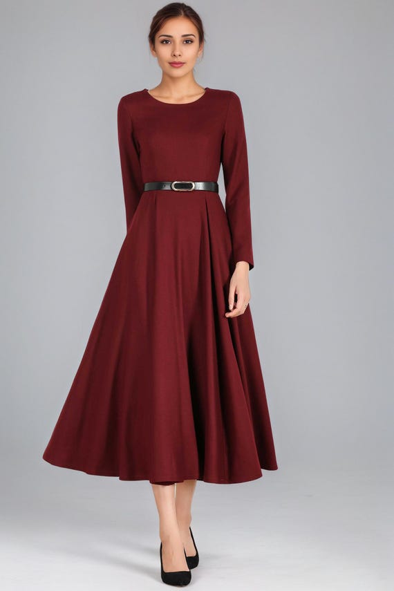 burgundy dress fall photos Cute A-line V-neck Burgundy Beaded Slit Prom Dresses with Pockets,Even –  Musebridals main image 0