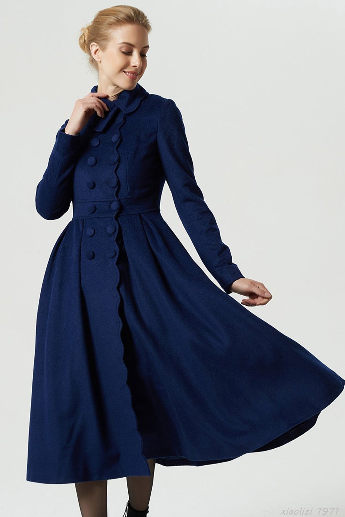 Doublebreasted wool princess coat 1940s swing coat winter Etsy