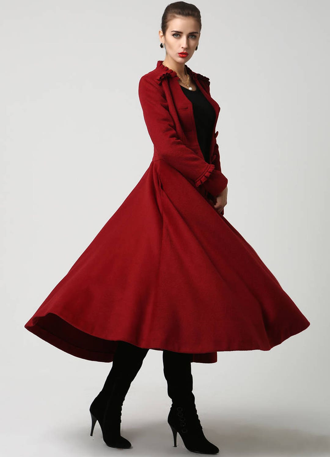 Long Winter Coat Red Coat Maxi Coat Wool Coat Dress Coat - Etsy