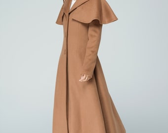 ジャケット・アウター MIELI INVARIANT Cape Rever Wool Coat Wool Coat, Long Wool Coat, Removable Capelet Coat, Vintage
