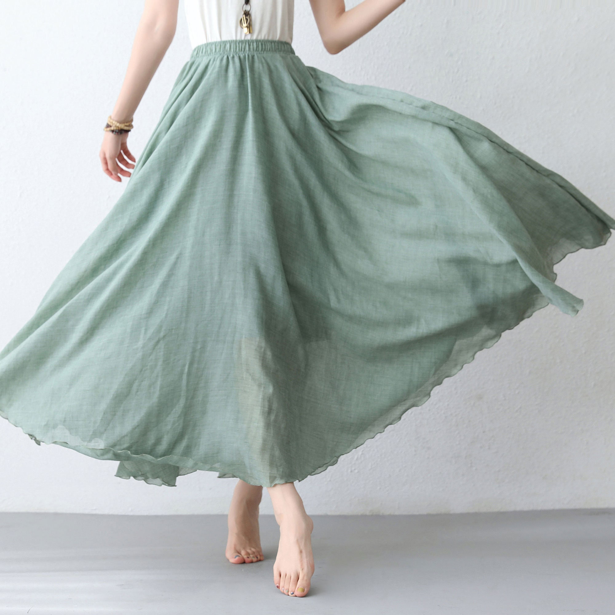 Women Boho Cotton Flowy Maxi Skirt Full/Ankle Length Long Etsy