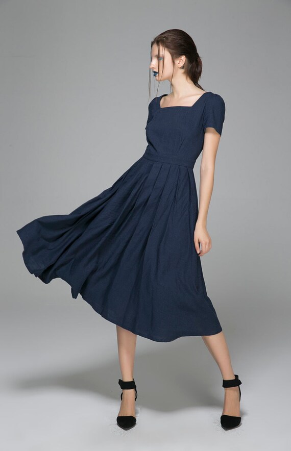 Blue midi bandage dress
