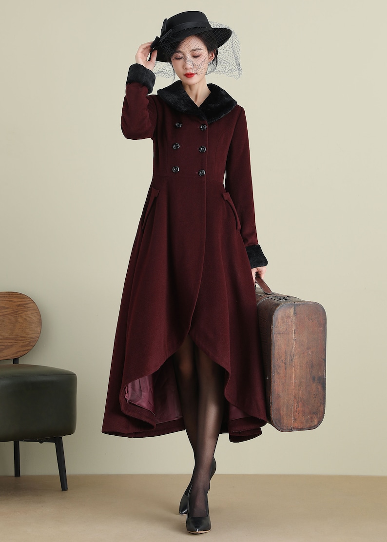 Steampunk Jacket | Steampunk Coat, Overcoat, Cape     Wool Coat Winter Coat Double Breasted Wool Coat Wine Red Wool Coat Warm Coat Long Wool Coat Retro Wool Coat Asymmetrical Coat 3895#  AT vintagedancer.com