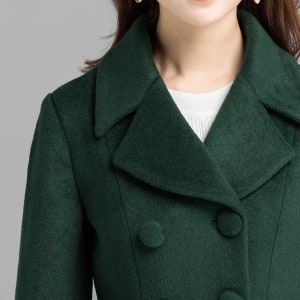 Vintage inspired wool green coat, Long wool coat, Winter coat women, Wool coat women, Double breasted wool coat, Custom coat, Xiaolizi 2398 image 7