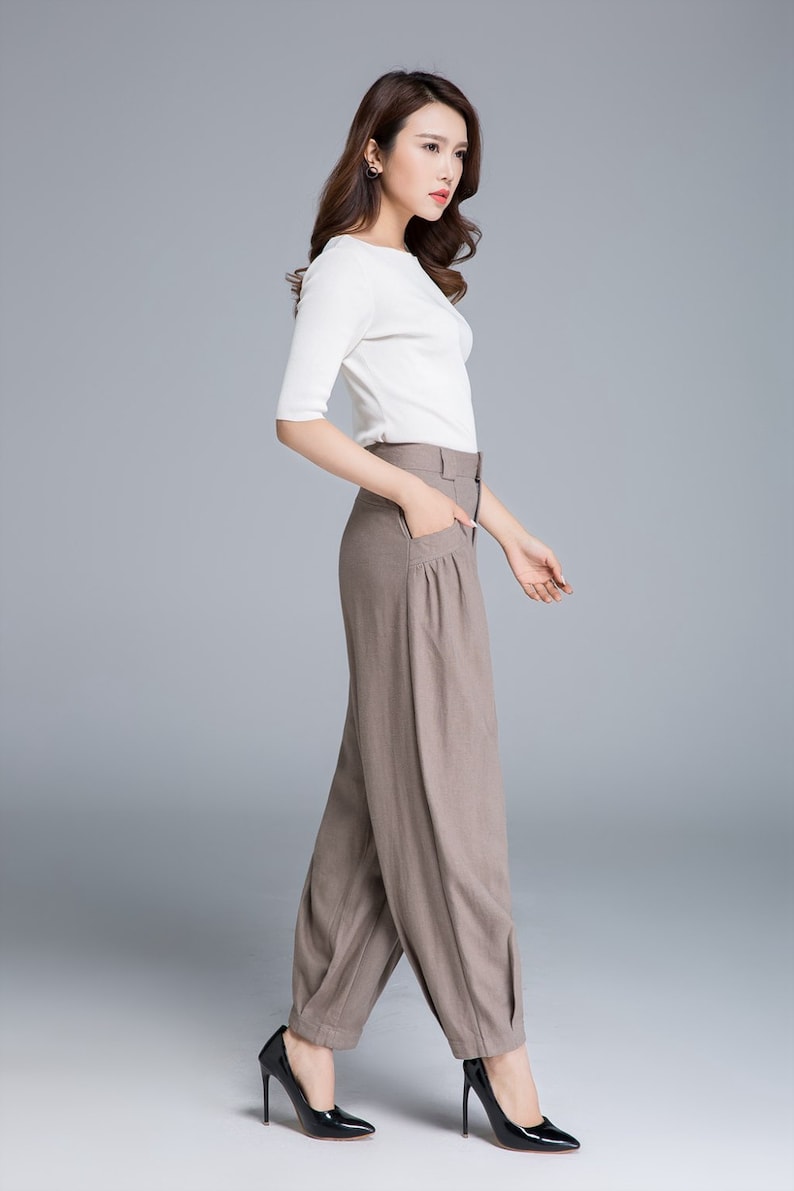 Linen casual pants, Long linen pants women, linen pants pockets, made to order, baggy pants, woman pants, gift ideas, linen clothing 1665 image 6