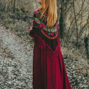 Women Linen maxi dress, Burgundy linen dress, Vintage inspired dress, Long sleeve linen dress, Spring dress, Gothic dress, Xiaolizi 5105 image 6