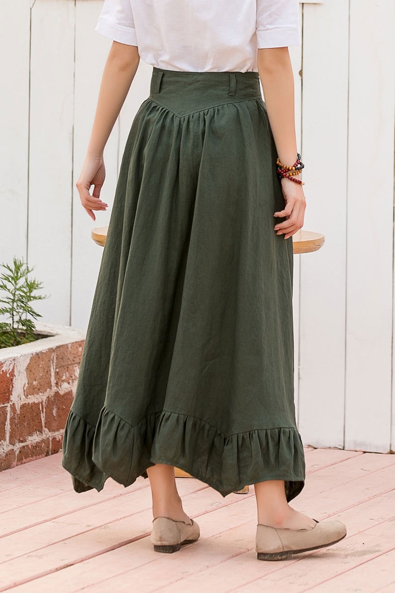Linen Skirt Linen Skirt Plus Size Long Skirt High Waisted - Etsy