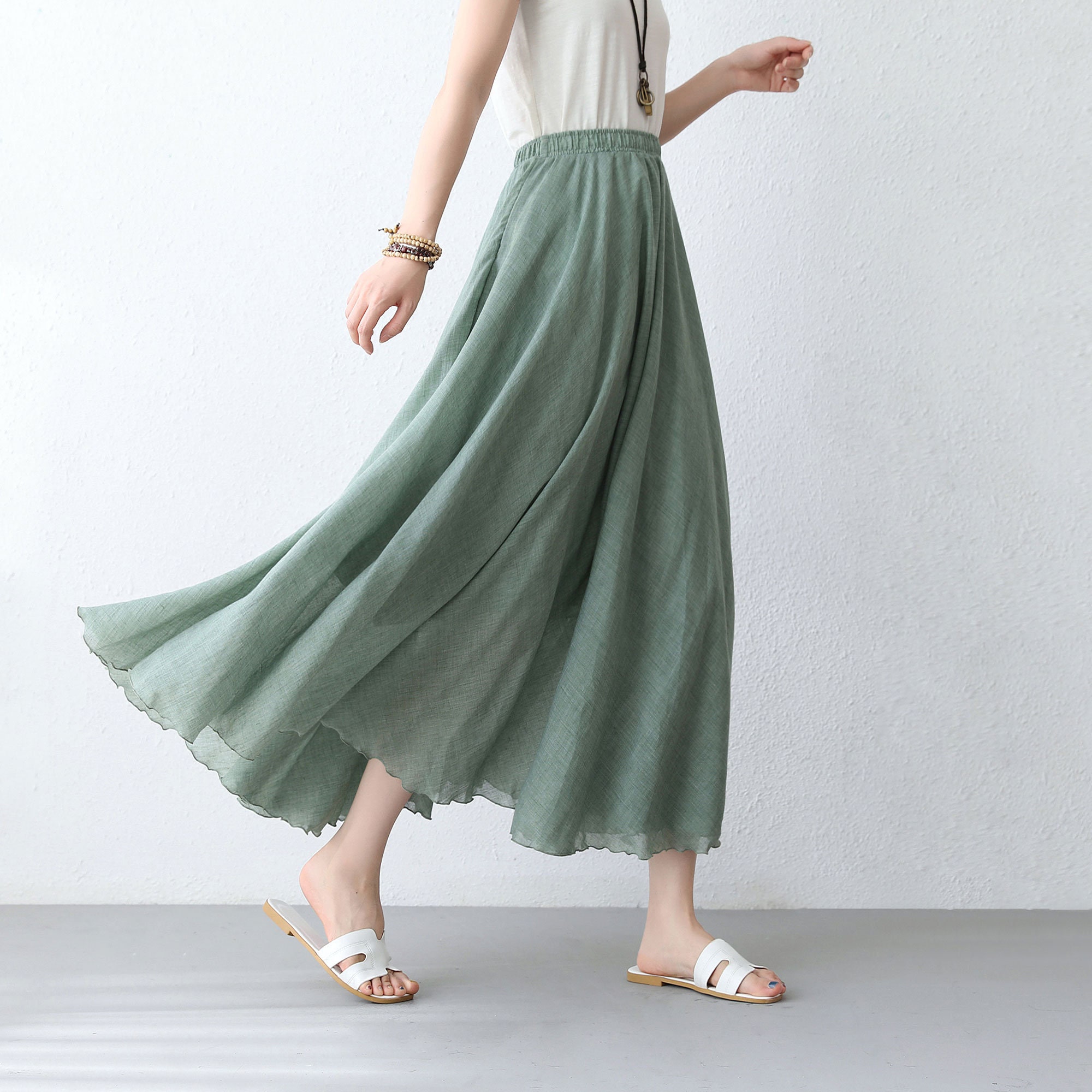Women Boho Cotton Flowy Maxi Skirt Full/Ankle Length Long Etsy