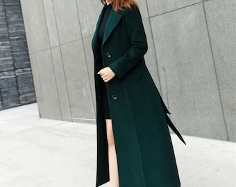 Long Wool Coat, Green Wool Coat, Wool Coat Women, Long