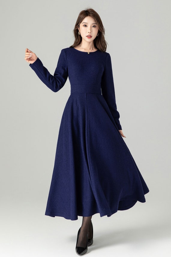 Wool Dress, Maxi Wool Skirt, Fit and Flare Dress, Blue Wool Dress, Womens Wool Dress, Swing Dress, Autumn Winter Dress, Xiaolizi 4493 - Etsy Wool Dress, Maxi Wool Skirt, Fit and Flare Dress, Blue Wool Dress, Womens Wool Dress, Swing Dress, Autumn Winter Dress, Xiaolizi 4493 - Etsy