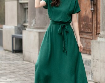LEINWANDE ラインヴァンドBelted Linen Dress LEINWANDE ラインヴァンドBelted Linen Dress LEINWANDEライン