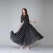 Polka Dot Maxi Chiffon Dress Women, Fit and Flare Dress, Swing Chiffon Long Maxi Dress with sleeve, Wedding Dress, Summer Boho Dress 1534# 