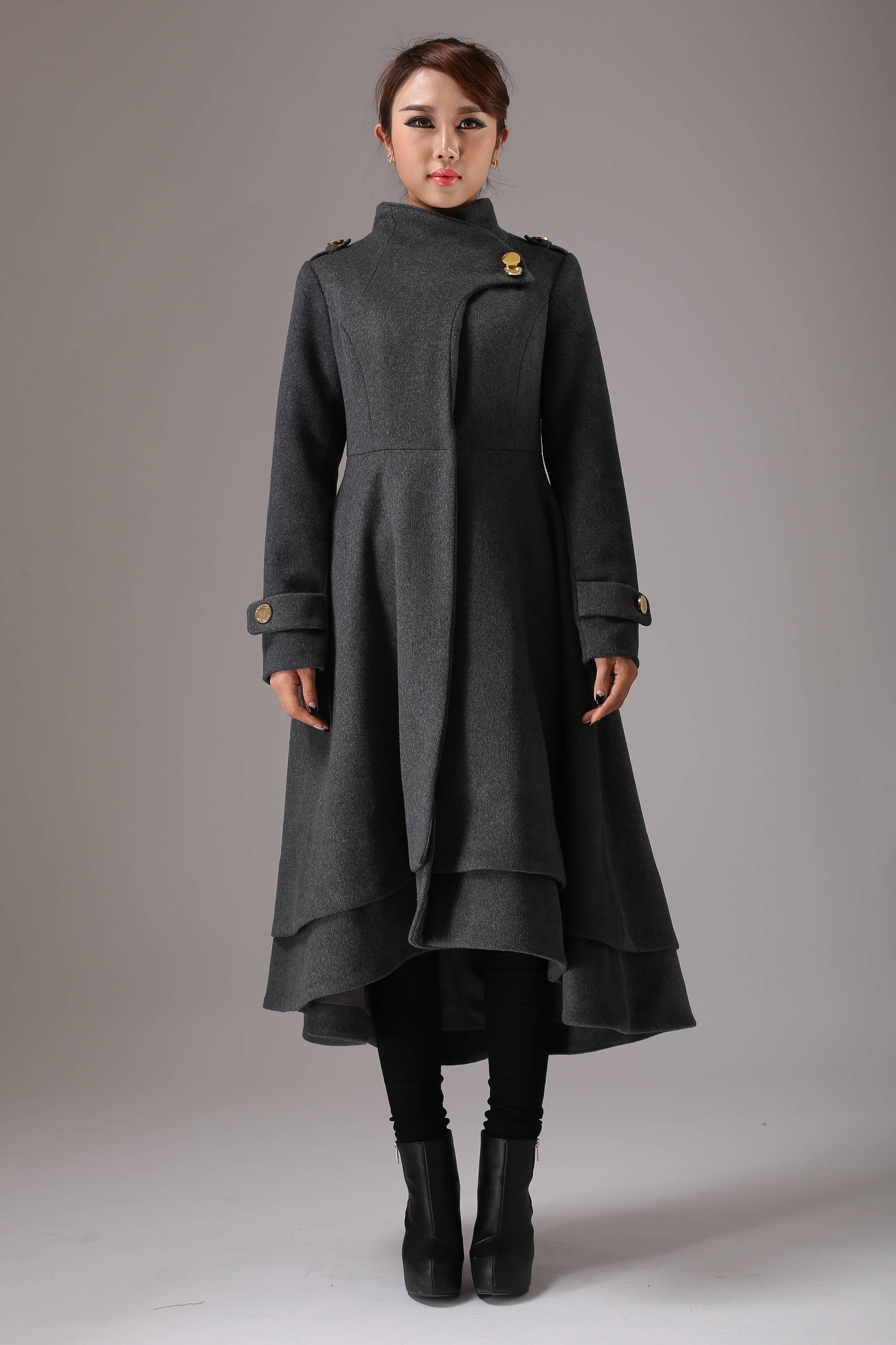 Gray Wool Coats, Long Wool Coat Women, Winter Coat, Wool Coat