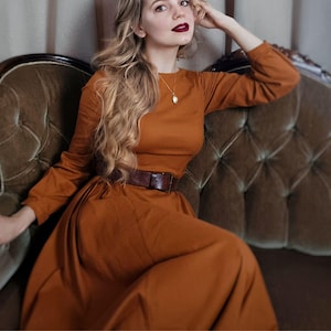 Long sleeve swing maxi dress in Blue 1465 Long sleeve swing maxi dress in Blue 1465
