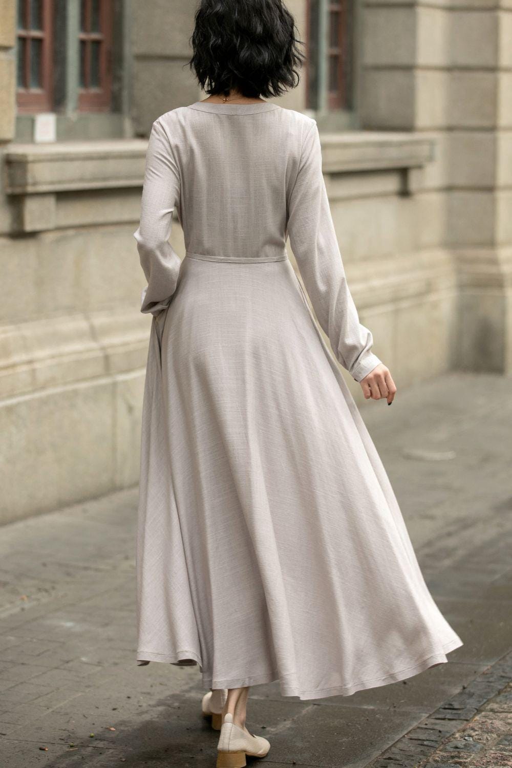 sachin and babi light blue dress Lucy Dress - Grey/White Pinstripe & Lime Linen