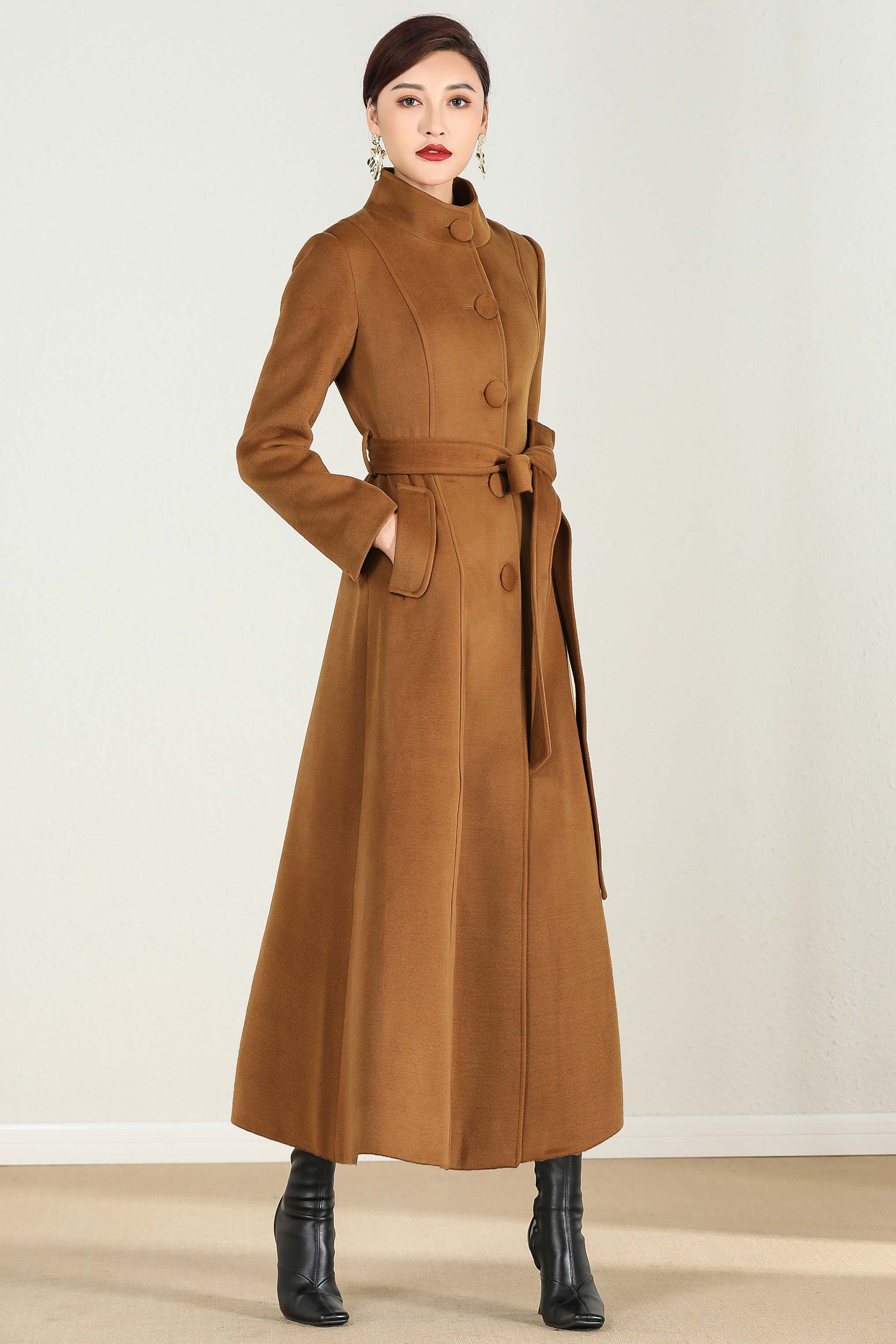 Maxi Wool Coat, Single Breasted Wool Coat, A Line Brown Wool Coat, Women's Winter Coat, Warm Winter Outwear, Handmade Coat, Xiaolizi 2498# Maxi Wool Coat, Single Breasted Wool Coat, A Line Brown Wool Coat, Women's Winter Coat, Warm Winter Outwear, Handmade Coat, Xiaolizi 2498#